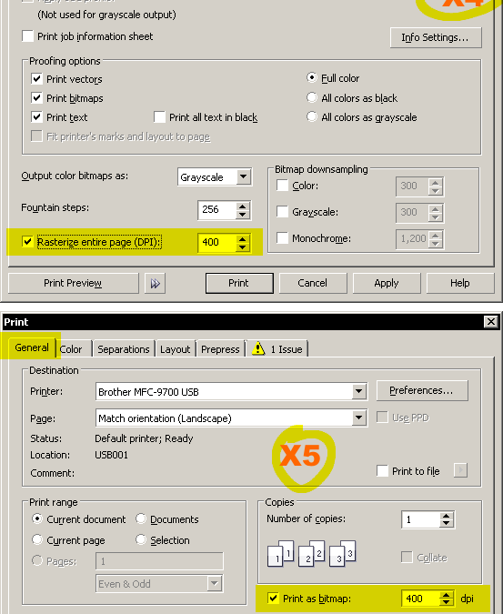 Printing a CDR file as a Bitmap