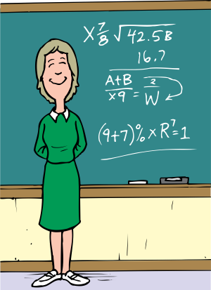 Teacher at Blackboard