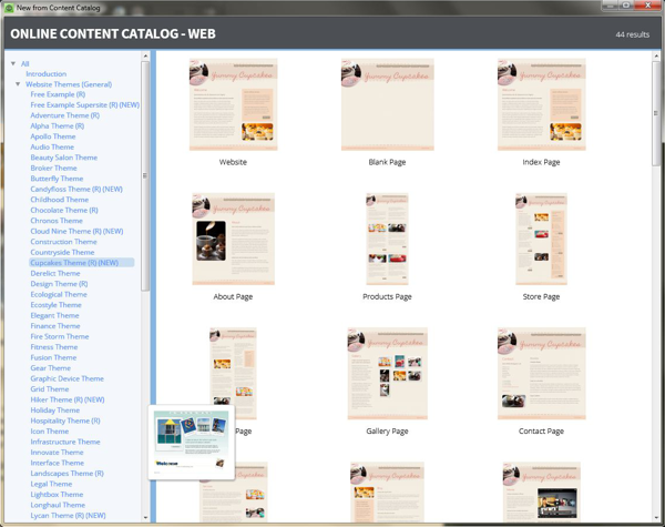 Xara Web Designer 10 Content Catalog Sample Templates