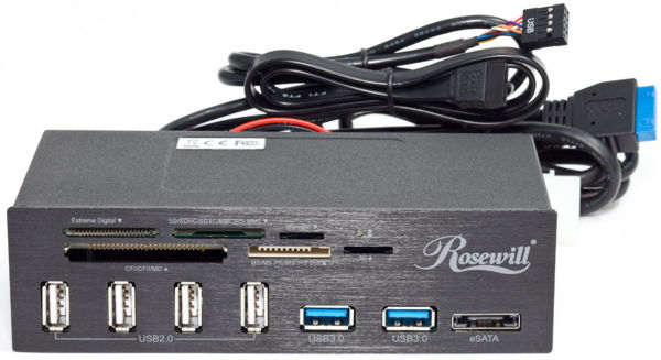 Rosewill 2-Port USB 3.0 4-Port USB 2.0 Hub eSATA Multi-In-1 Internal Card Reader with USB 3.0 Connector