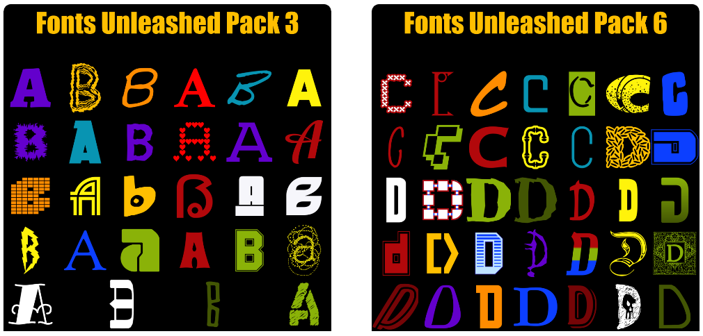 Fonts Unleashed Packs of 100+ Fonts Available