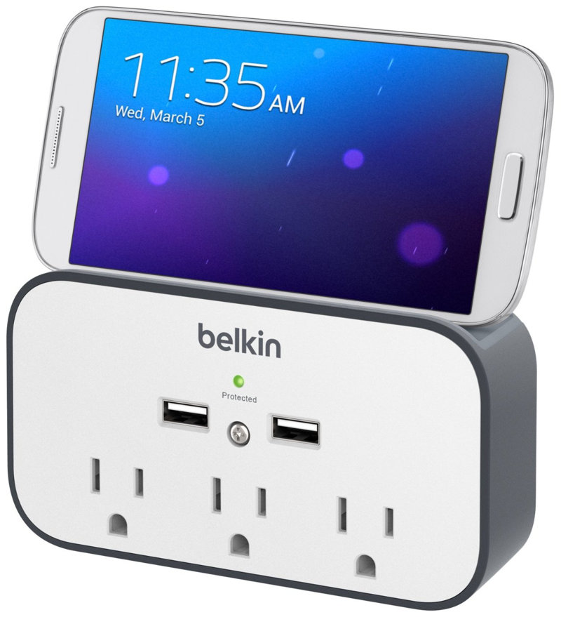Belkin 3-Outlet Wall Mount Cradle with Dual 2.4 AMP Charging