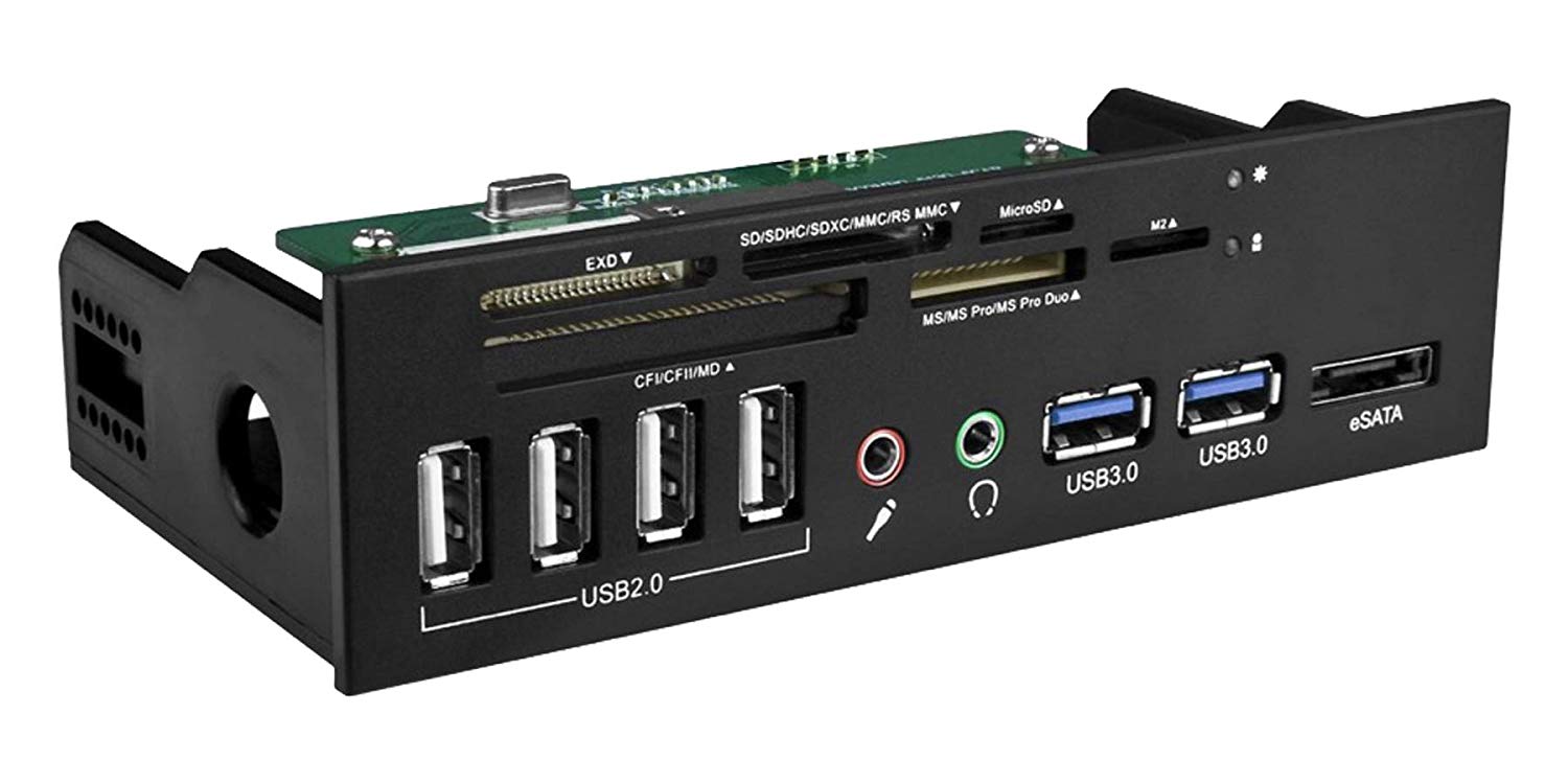 USB 2.0 3.0 EZDIY-FAB Front Panel for 3.5 inch Bay with Card Reader and Multi-Port Hub 