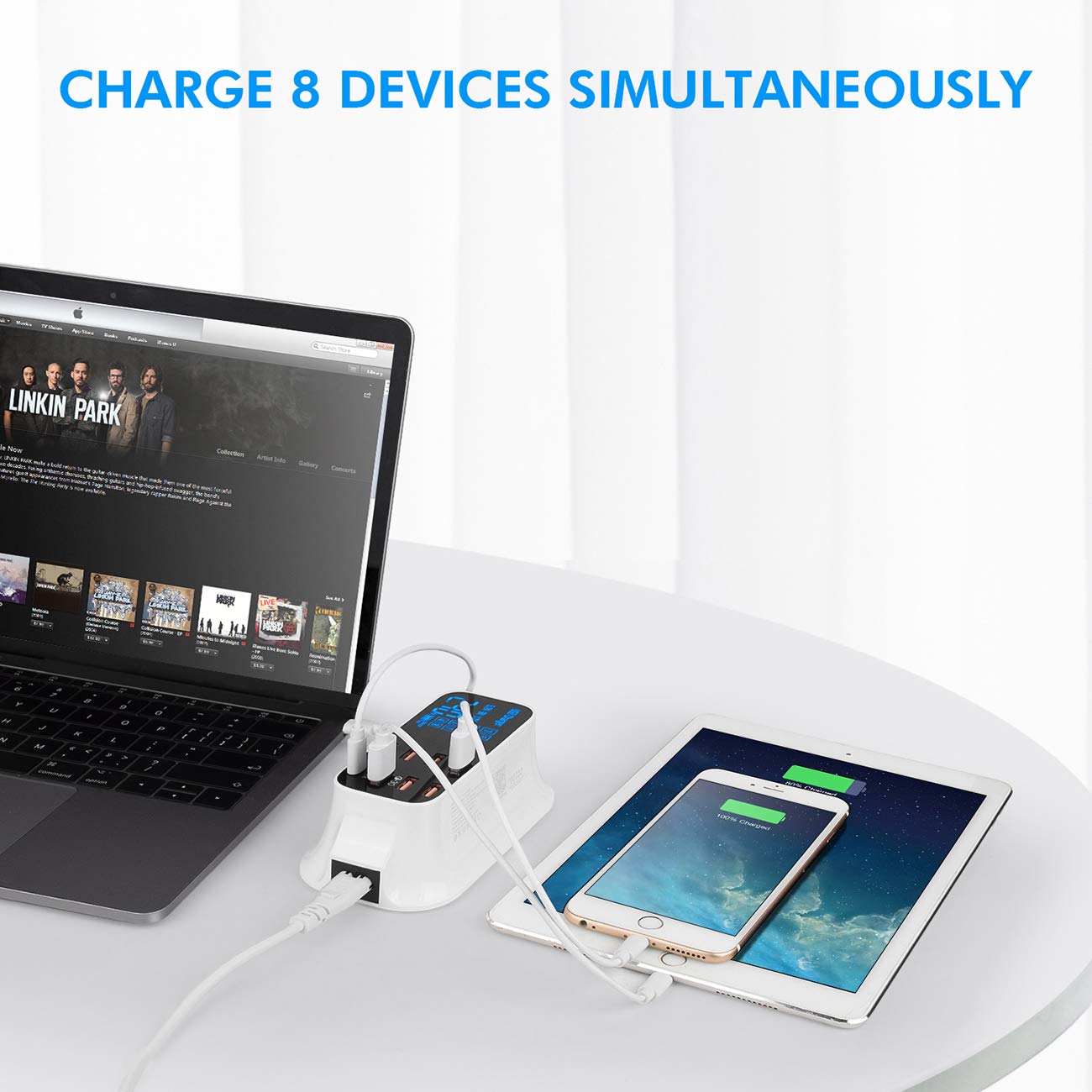Multiple USB Charger 8-Port Desktop Charging Station Hub
