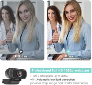 HD Webcam 1080P with Microphone Low Light