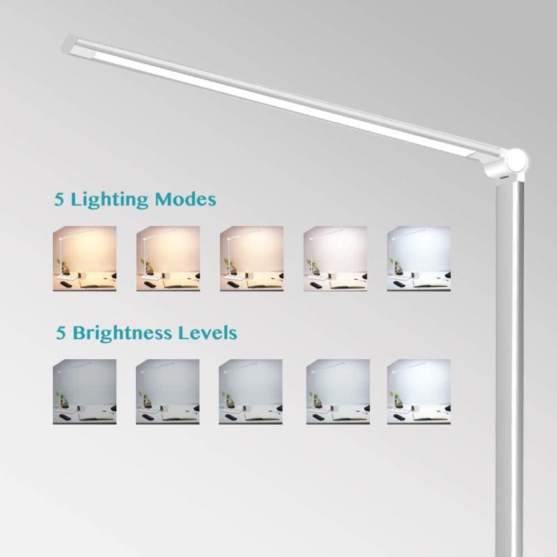 MCHATTE LED Desk Lamp with 5 Brightness Levels & 5 Lighting Modes