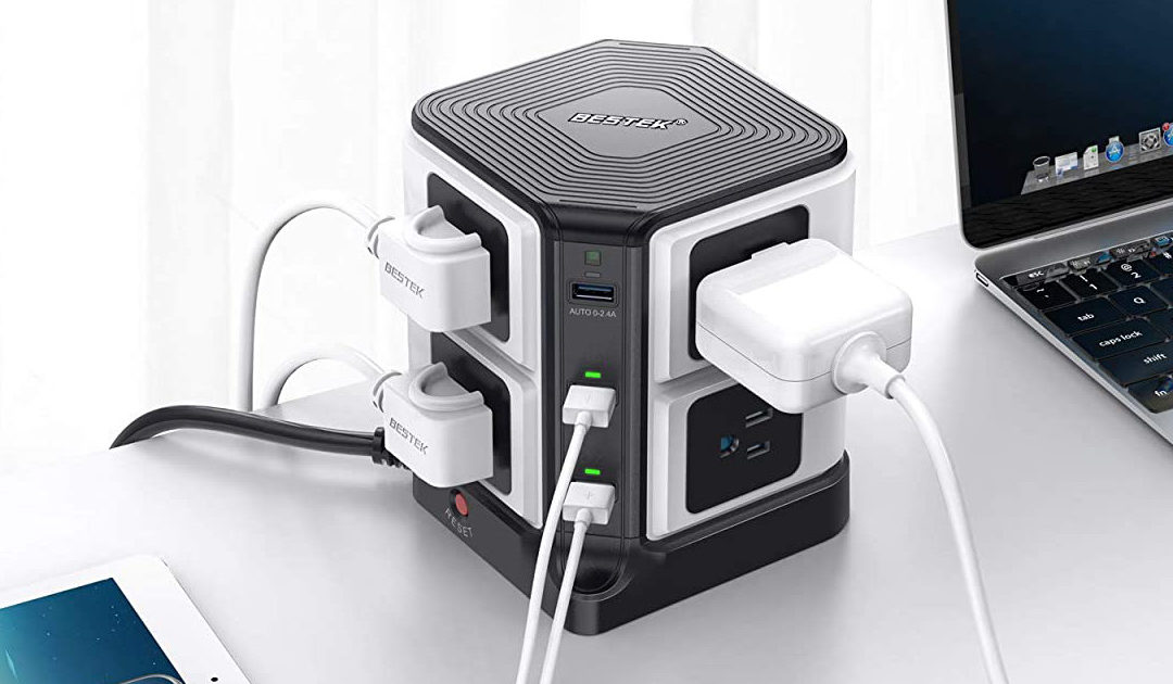 BESTEK USB Power Tower With 8 Outlets and 6 USB Ports