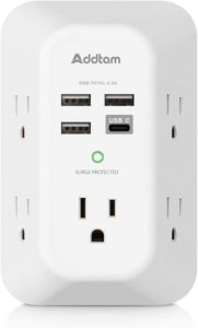 USB Wall Charger Surge Protector 5 Outlet Extender with 4 USB Charging Ports