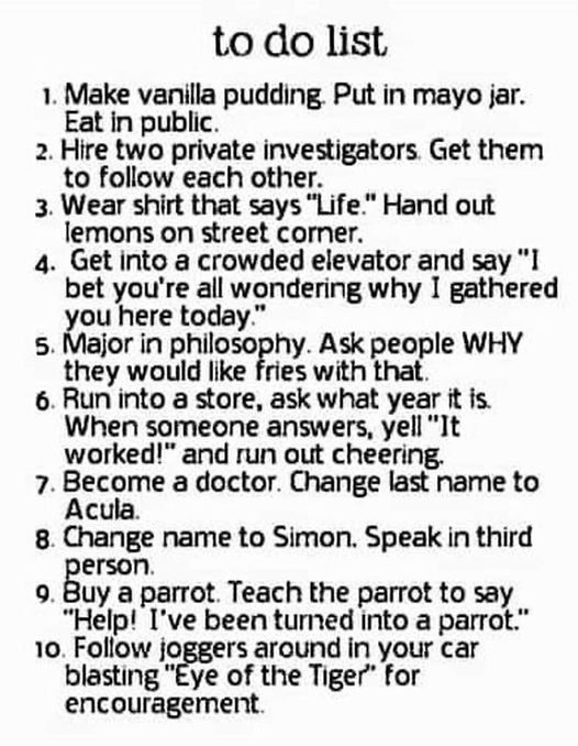 Ten Fun Things To Do List