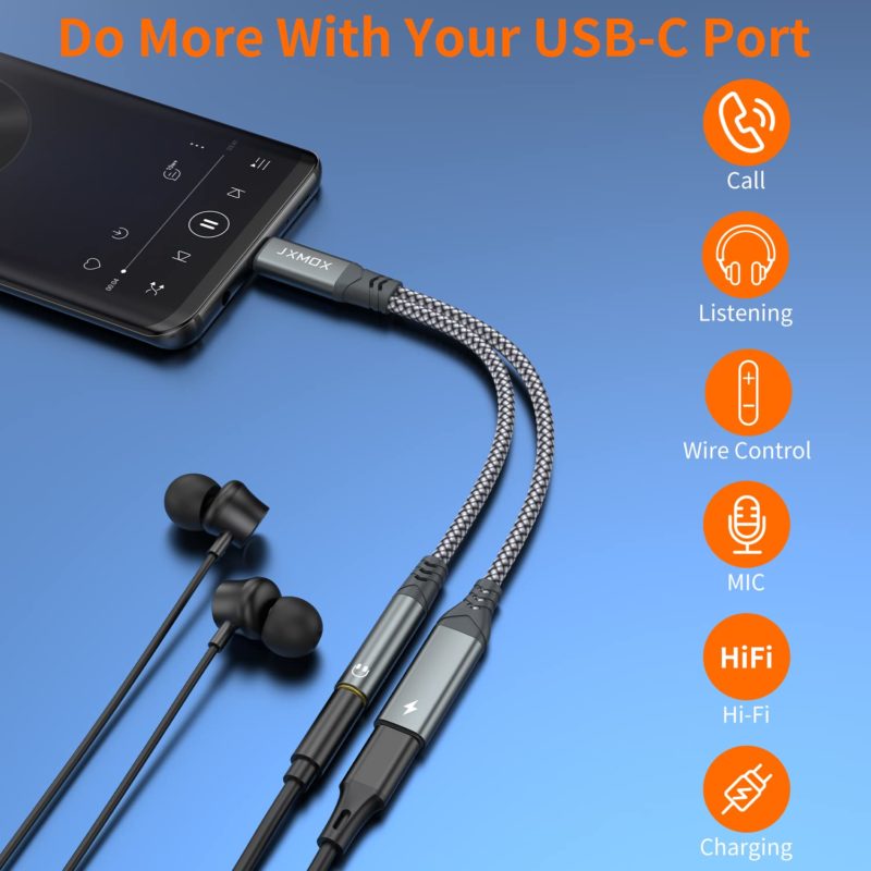 USB C to 3.5mm Headphone and Charger Adapter
