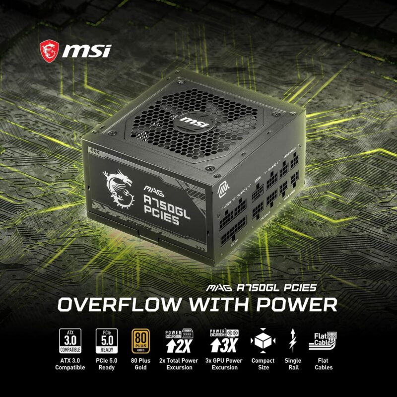 MSI MAG A750GL PCIE 5 & ATX 3.0 Gaming Power Supply